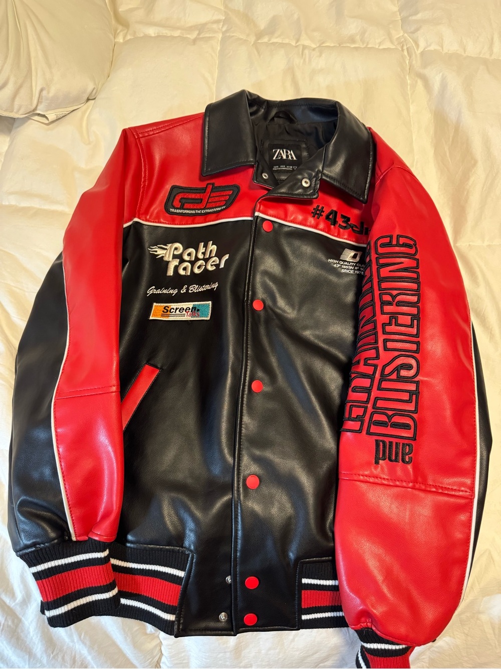 ZARA Red and Black Bomber Jacket